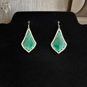 Kendra Scott- Alex Drop Earrings, Emerald Cats Eye/Gold